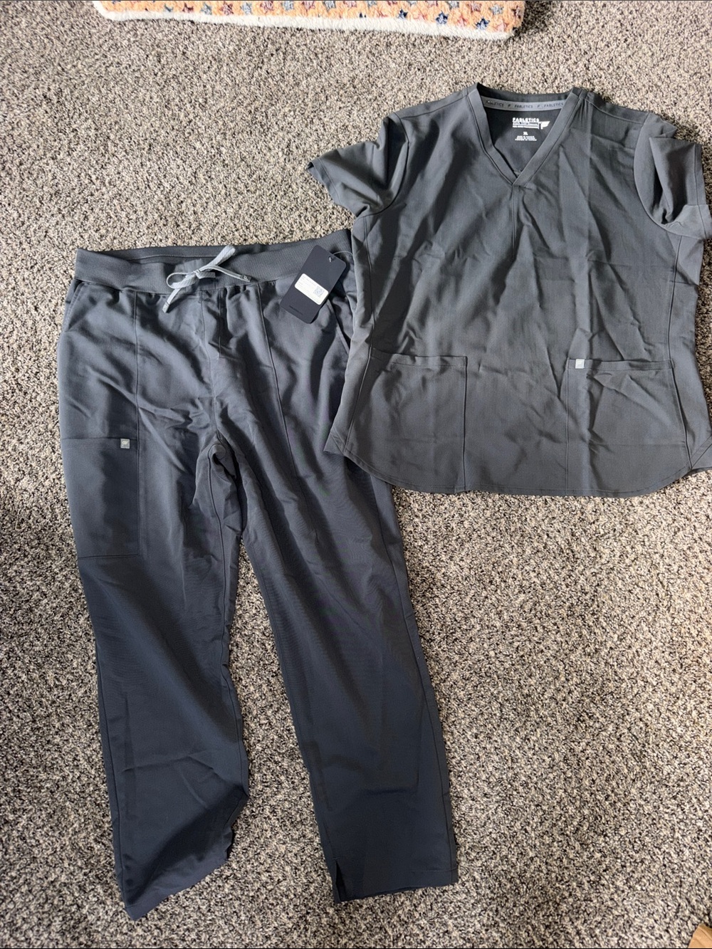 Fabletics new Women's Classic V-Neck Scrub Set in Charcoal Gray